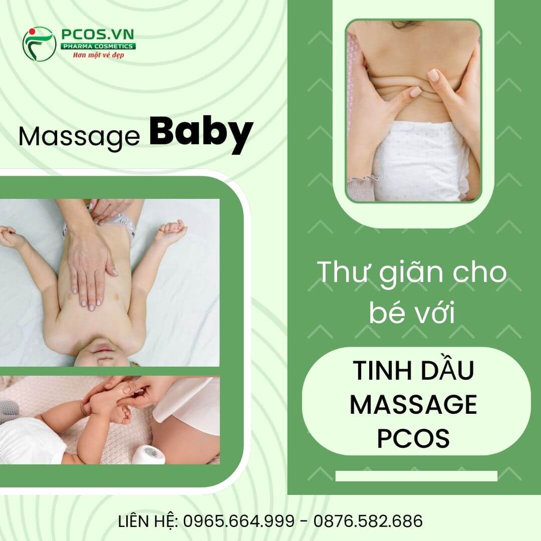 Em bé thư giãn khi được massage bằng tinh dầu Pcos