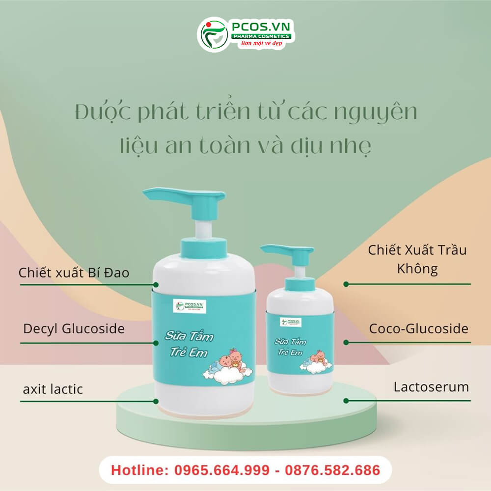 Pcos gia công sữa tắm trẻ em nguyên liệu thiên nhiên