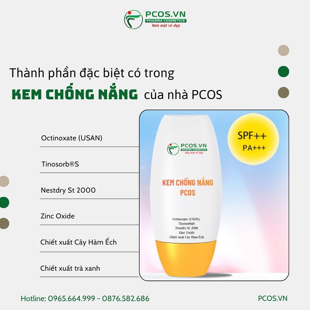 Thành phần có trong sản phẩm kem chống nắng gia công Pcos